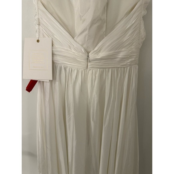 Mac Duggal Size 0 $398 NWT Rosette Halter White Chiffon Pleated Gown - Picture 9 of 12